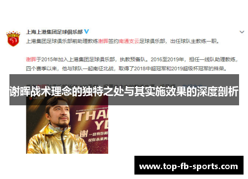 谢晖战术理念的独特之处与其实施效果的深度剖析